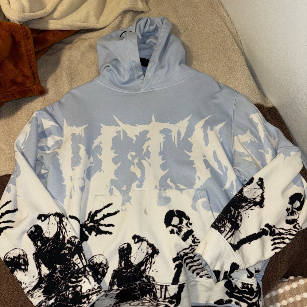 Men's Graphic Hoodie - Light Blue and Black